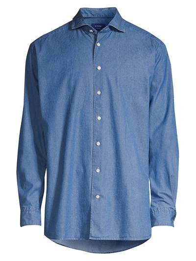Eton Contemporary-fit Chambray Soft Casual Shirt In Blue