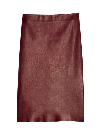 Theory Women's Skinny Leather Pencil Skirt In Mulberry
