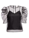 Cinq À Sept Women's Erin Puff-sleeve Organza Top In Black