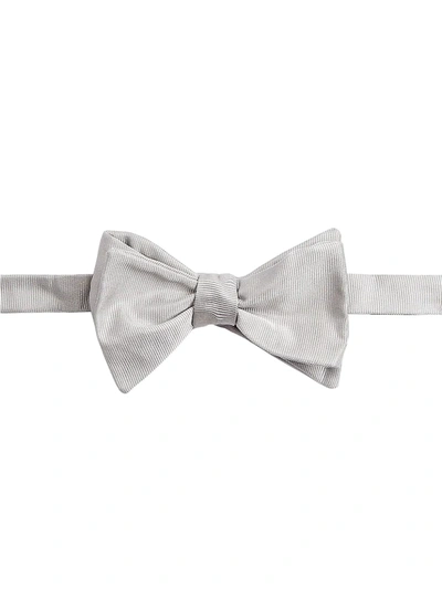 Giorgio Armani Striped Silk Bow Tie In Silver