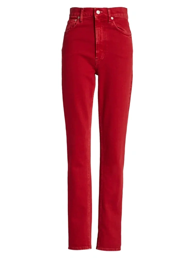 Helmut Lang Women's Femme Hi Spikes Skinny Jeans In Oxidized Red Stone