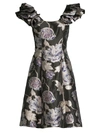 Aidan Mattox Women's Floral Jacquard A-line Dress In Aubergine
