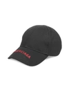 Balenciaga Men's Logo Cotton Baseball Cap In Black Bordeaux