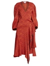 Chloé Jaquard Side-tie Midi Dress In Orange Red