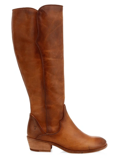 Frye Carson Knee-high Leather Riding Boots In Caramel