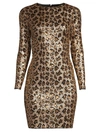 Aidan Mattox Women's Leopard Sequin Mini Dress In Gold Multi