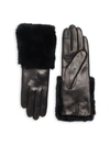 Carolina Amato Rabbit Fur-trim Leather Gloves In Black