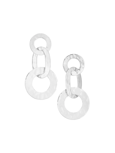Ippolita Classico Sterling Silver Hammered Triple Roma Link Circle Drop Earrings