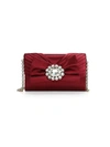 Dolce & Gabbana Micro Embellished-bow Satin Crossbody Bag In Dark Red