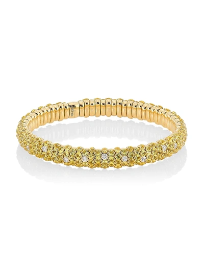 Zydo 18k Yellow Gold, Diamond & Yellow Sapphire Stretch Bracelet