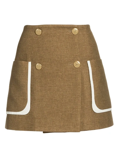 Fendi Women's Tweed-print Flannel Mini Skirt In Flannel Brown