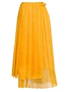 Fendi Women's Feathered Organza Asymmetric Pleated Skirt In Yellow