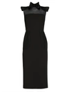 Fendi Women's Mesh Insert Wool Gabardine Sleeveless Dress In Black