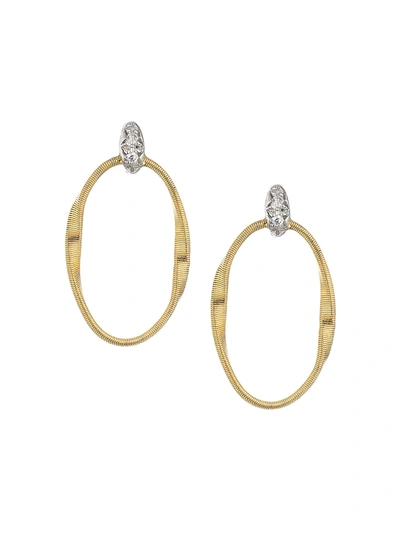 Marco Bicego Women's Marrakech Onde 18k Two-tone Gold & Diamond Coil Oval Hoop Earrings In Two Tone Gold
