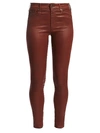 Ag Farrah Leatherette Mid-rise Ankle Skinny Jeans In Rich Crimson