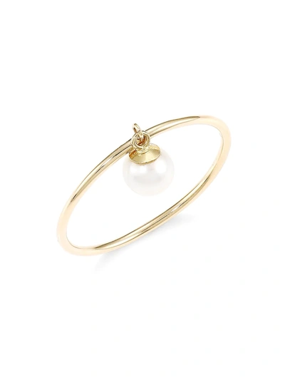 Zoë Chicco 14k Yellow Gold & 4mm Freshwater Pearl Charm Ring