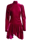 Rotate Birger Christensen N.25 Velvet Mini A-line Dress In Festival Fuchsia