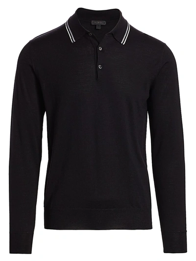 Saks Fifth Avenue Men's Collection Charlotte Wool Blend Polo In Black
