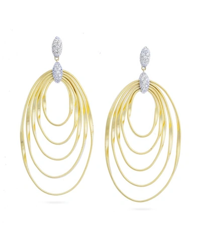 Marco Bicego 18k Gold Marrakech Onde Large Concentric Drop Earrings With White Diamonds In Yellow Gold