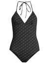 Stella Mccartney Women's Monogram One-piece Swimsuit In Black