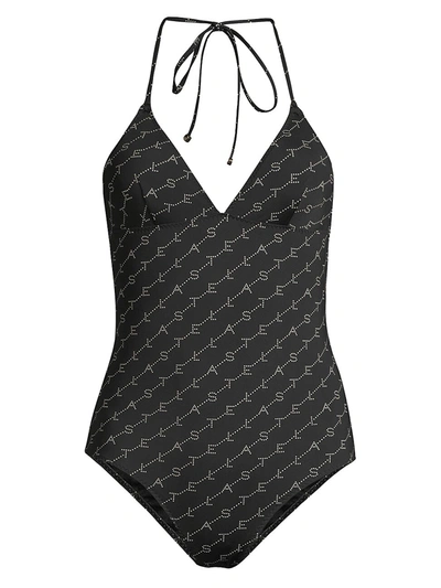 Stella Mccartney Women's Monogram One-piece Swimsuit In Black