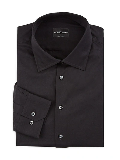 Giorgio Armani Solid Dress Shirt In Black