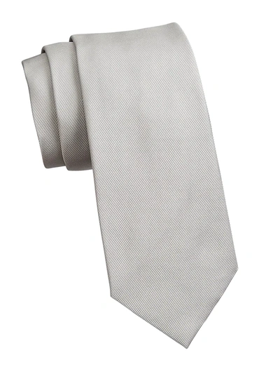 Emporio Armani Men's Solid Silk Tie In Silver