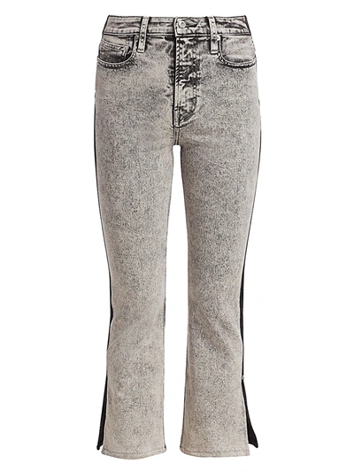 Proenza Schouler White Label Women's Colorblock Split Kick Flare Jeans In Slate Direct Dye Acid Front