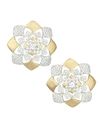 Adriana Orsini Women's Zena 18k Yellow Goldplated Sterling Silver & Cubic Zirconia Floral Button Earrings