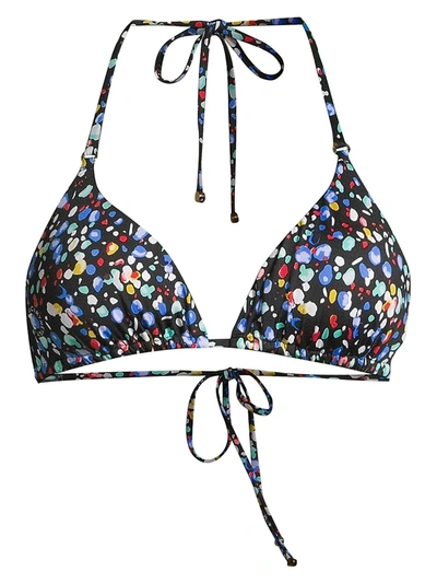 Stella Mccartney Pebble-print Bikini Top In Black