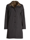 Jane Post Women's Reversible Leopard Rain Coat In Black Cheetah