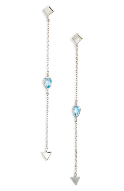 Anzie Rhodium-plated Sterling Silver & Swiss Blue Topaz Chain Earrings