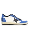 Golden Goose Ball Blue & White Low-top Sneakers In White Roya