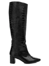 Aquatalia Women's Karen Croc-embossed Leather Knee-high Boots In Black