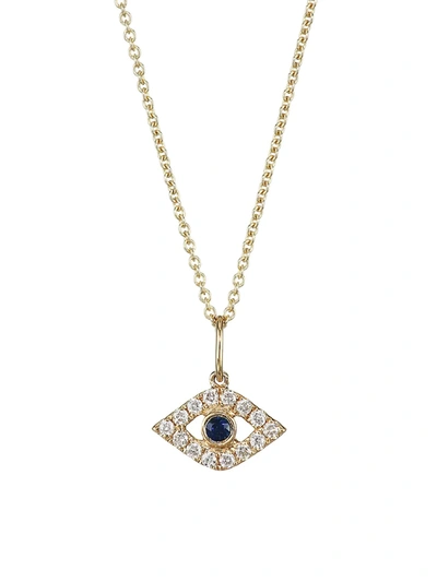 Sydney Evan Women's 14k Gold, Diamond & Sapphire Evil Eye Pendant Necklace