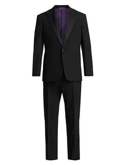 Ralph Lauren Gregory Wool Barathea Peak Tuxedo In Black