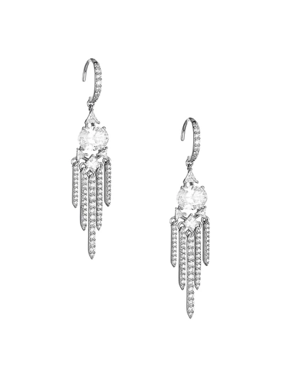 Adriana Orsini Rhodium-plated Sterling Silver Cubic Zironia Chandelier Earrings