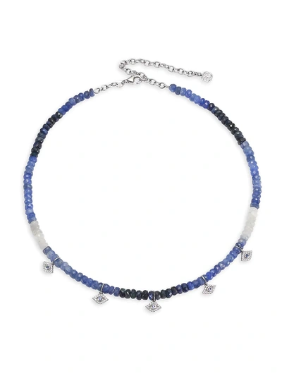 Sydney Evan Women's 14k White Gold, Diamond & Sapphire Evil Eye Beaded Choker