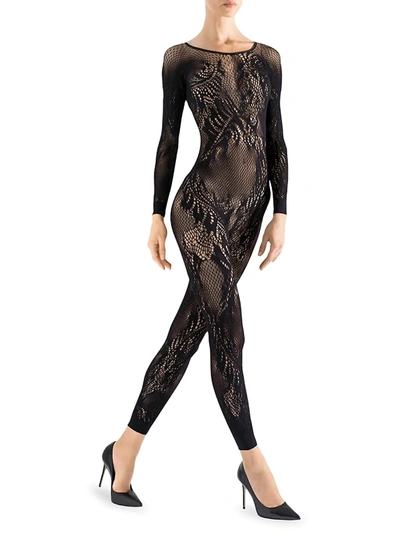 Natori Lace Feather Catsuit In Black