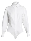 Alaïa Women's Cotton Poplin Blouse Bodysuit In White