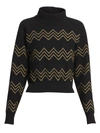 Alaïa Women's Nazare Lurex Zig Zag Sweater In Black Gold