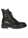 Alaïa Women's Laser Cut Leather Combat Boots In Black