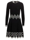 Lela Rose Women's Diamond Jacquard Knit Long-sleeve Dress In Black White