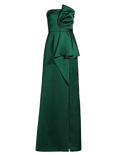 Aidan Mattox Women's Draped Strapless Satin Gown In Forest