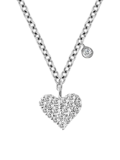 Meira T 14k White Gold Diamond Heart Pendant Necklace