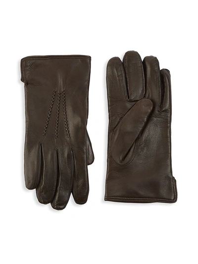 Saks Fifth Avenue Collection Leather Touch Tech Gloves In Brown