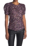 Parker Women's Isaac Sequined Puff-sleeve Top In Black Mult