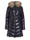 Moncler Fulmarre Quilted Down Coat With Faux Fur Trim In Black