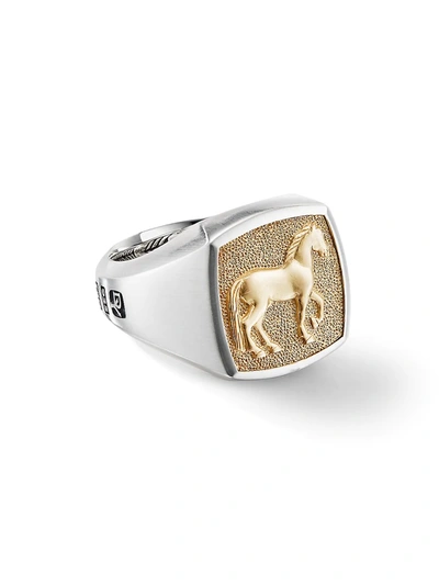 David Yurman Men's Petrvs® Horse Signet 18k Yellow Gold & Sterling Silver Ring
