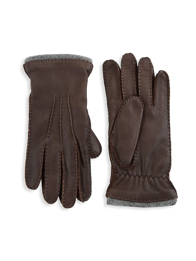 Saks Fifth Avenue Collection Pebbled Leather Gloves In Brown